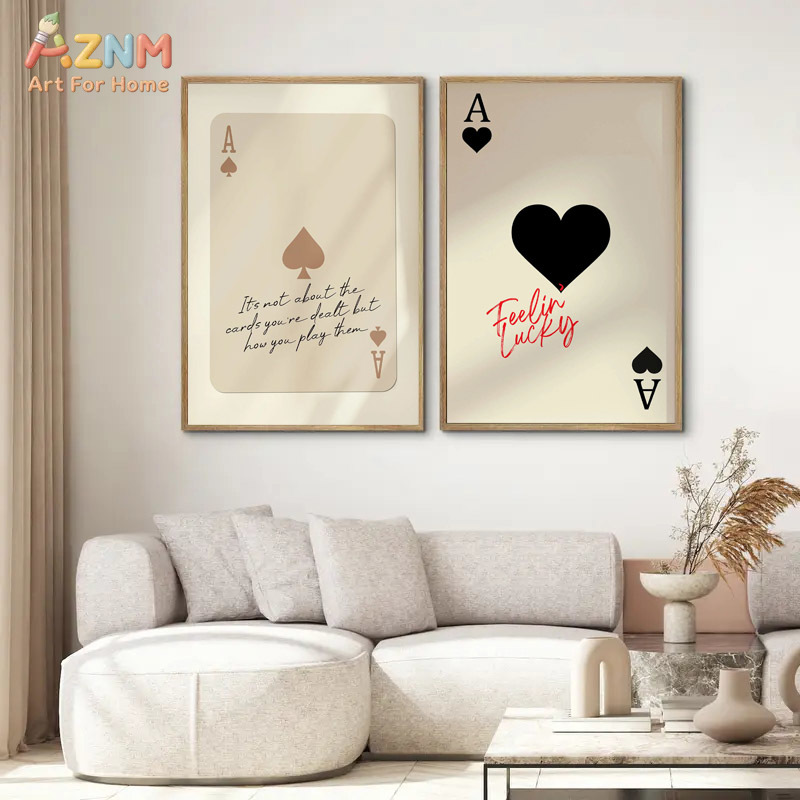 Retro Game Card - لوحة جدارية قماشية AZNM بتصميم آس