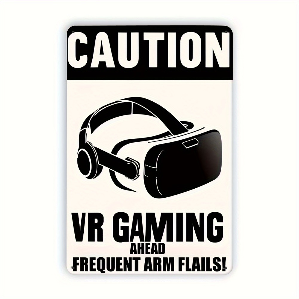 Retro Gaming Vr - لافتة معدنية تحذيرية لغرفة ألعاب الواقع