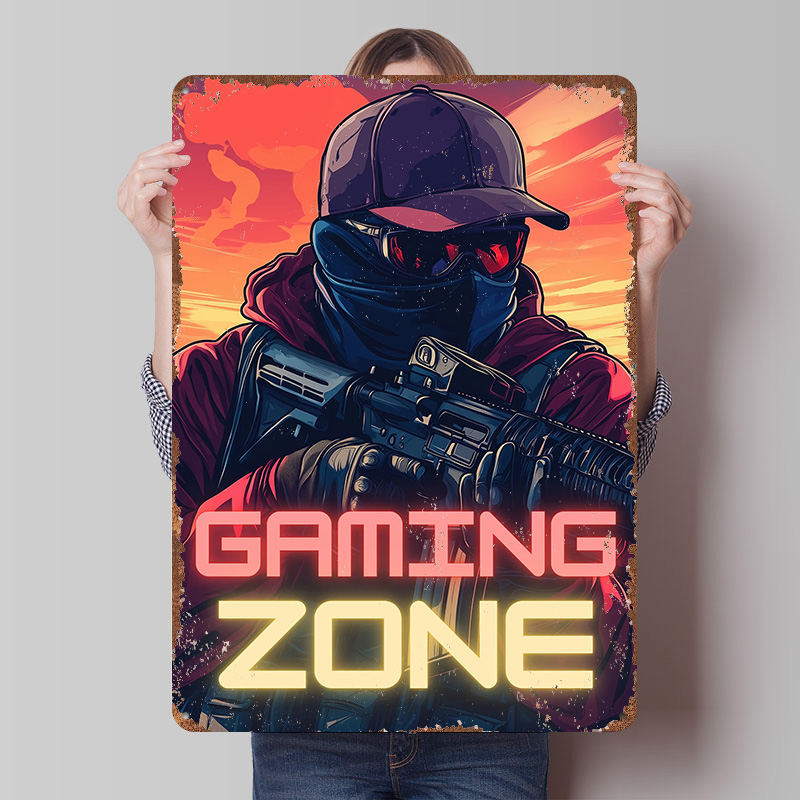 Retro Gaming Zone - منطقة الألعاب – ملصق فني معدني