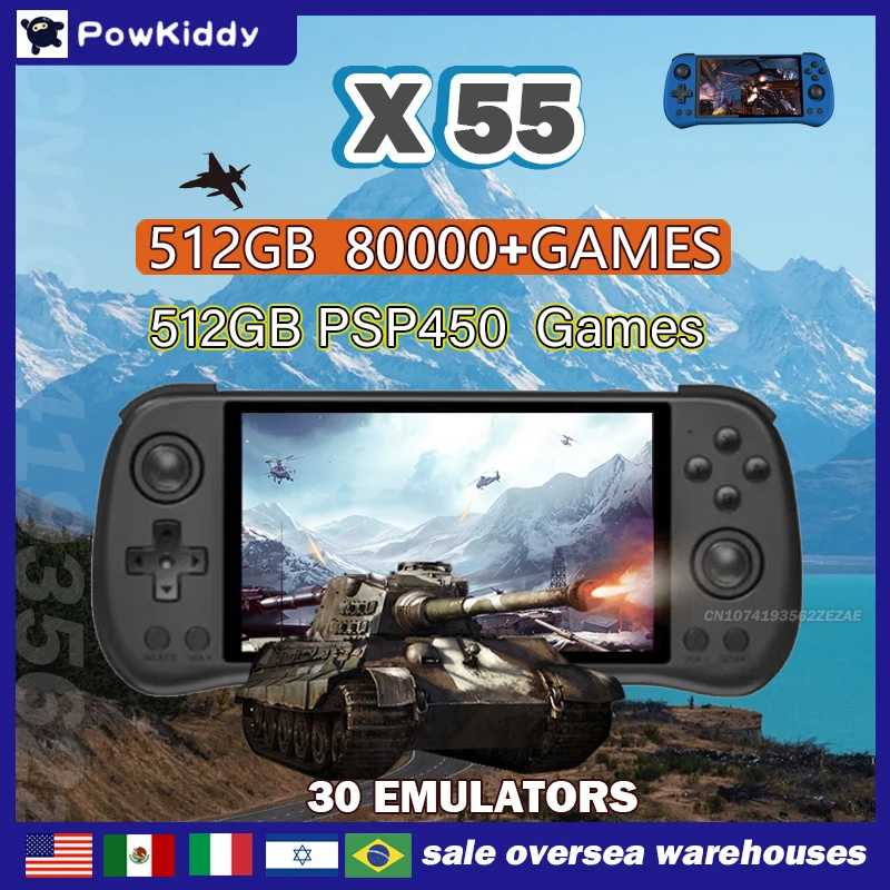 Retro Gaming Com - 80000Games 512G POWKIDDY X55 5.5 بوصة