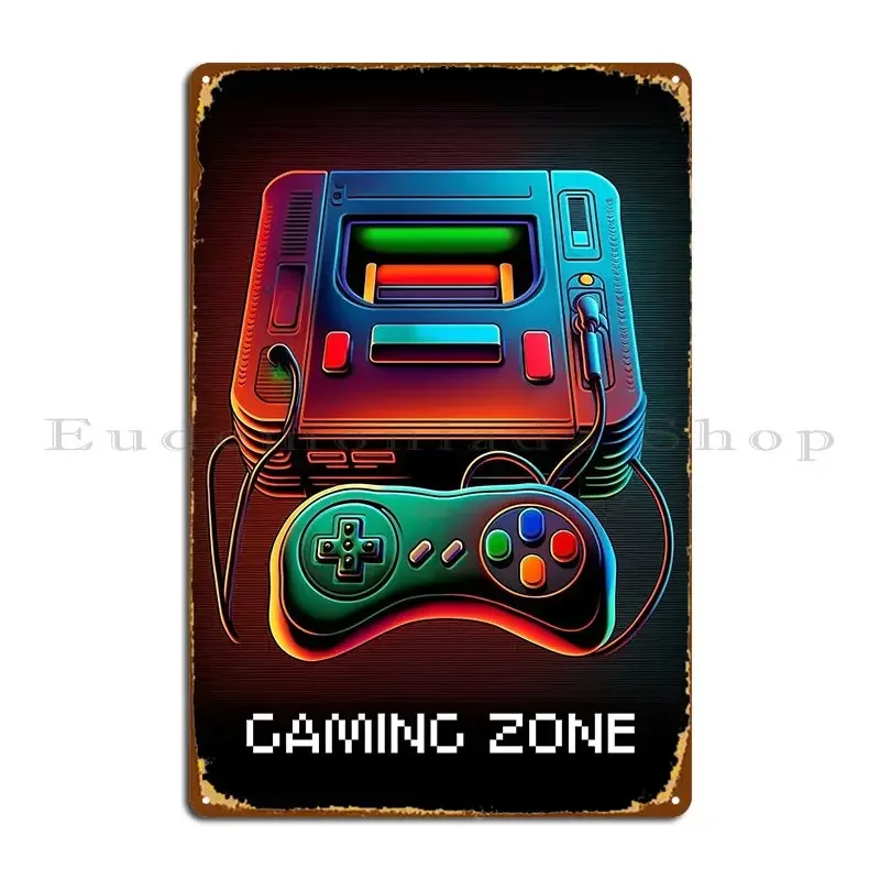 Retro Gaming Zone - لافتة معدنية بتصميم منطقة ألعاب ريترو،