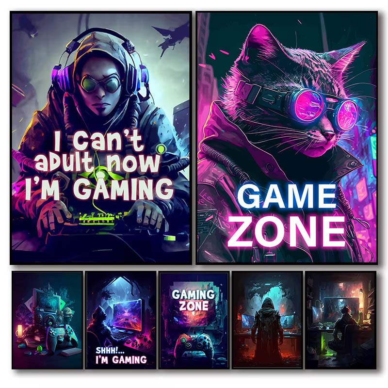 Retro Gaming Zone - ملصق ألعاب بوب بانك ريترو ،