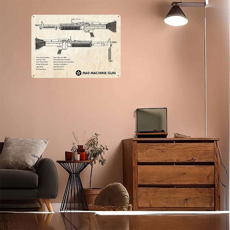ملصق معدني ورقي لمسدس M60، فن  - مراجعة Retro Gaming Wallpaper وسعره