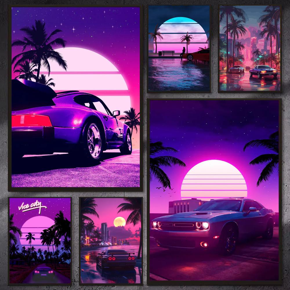 ملصق جداري كانفاس بتصميم سيارة - مراجعة Retro Gaming Wallpaper وسعره