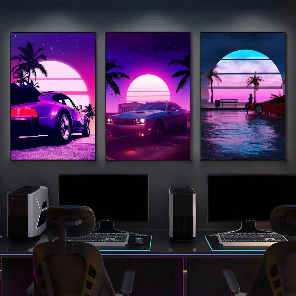 ملصق جداري كانفاس بتصميم سيارة - مراجعة Retro Gaming Wallpaper وسعره