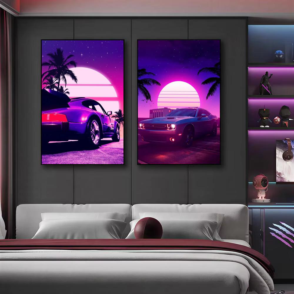 ملصق جداري كانفاس بتصميم سيارة - مراجعة Retro Gaming Wallpaper وسعره